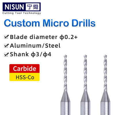 Solid Carbide Micro Drill Bits Drilling Tools With Internal Cooling Customizd Length